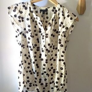 J Crew silk ruffle top in cherry print